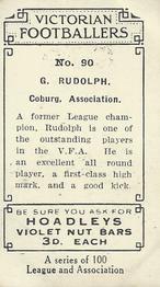 1933 Hoadley's Victorian Footballers #90 George Rudolph Back